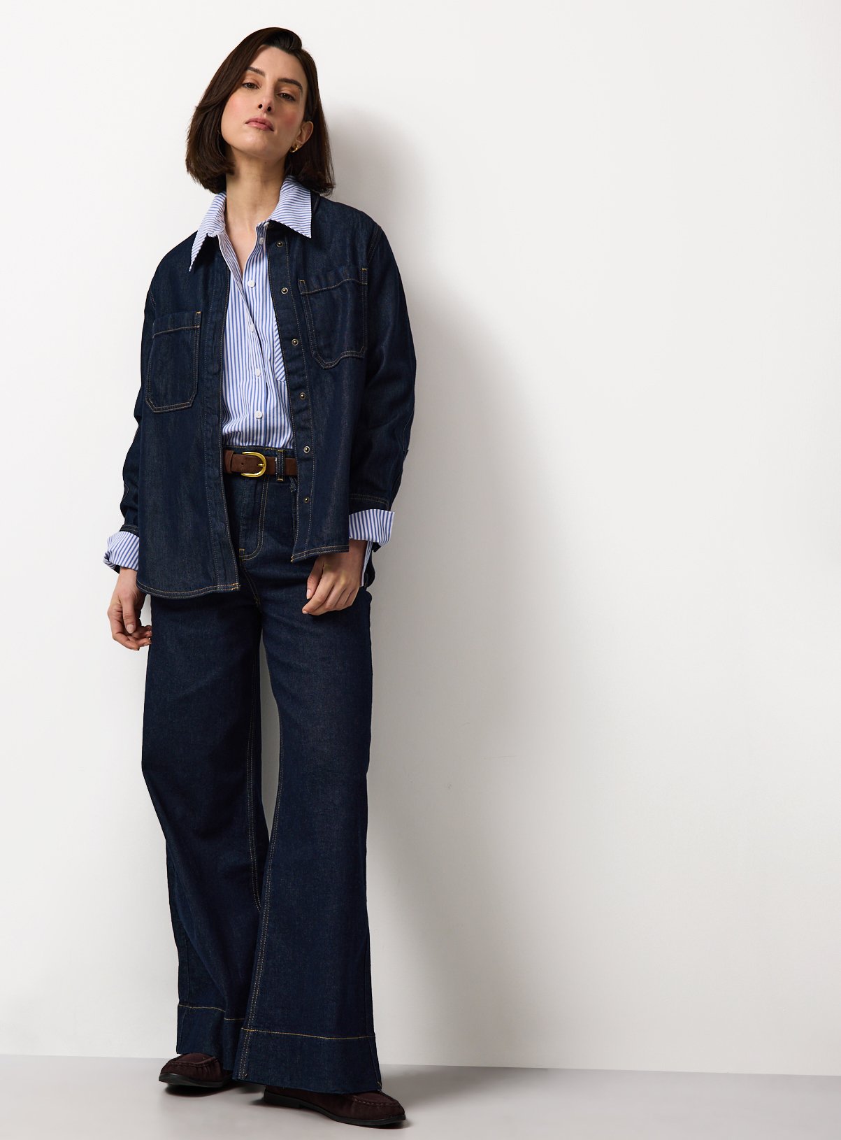 Dark Blue Flared Leg Denim Jeans 20R - Image 2 thumbnail